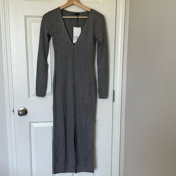 Zara SOFT RIB LONG DRESS - Picture 4 of 7